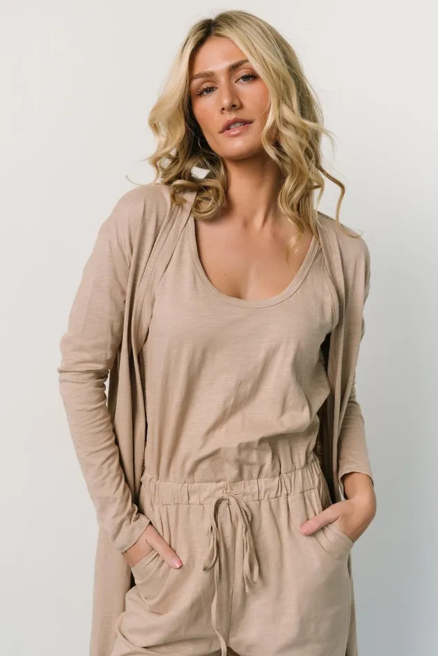Baltic Born Cardigans Women Janae Jumpsuit Cardigan Set Oatmeal