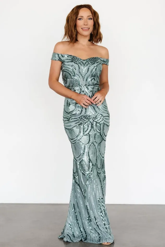 Baltic Born Embellished Sequin Women Empress Sequin Gown Eucalyptus Baltic Born Embellished Sequin Women Empress Sequin Gown Eucalyptus