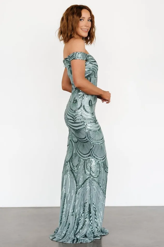 Baltic Born Embellished Sequin Women Empress Sequin Gown Eucalyptus Baltic Born Embellished Sequin Women Empress Sequin Gown Eucalyptus