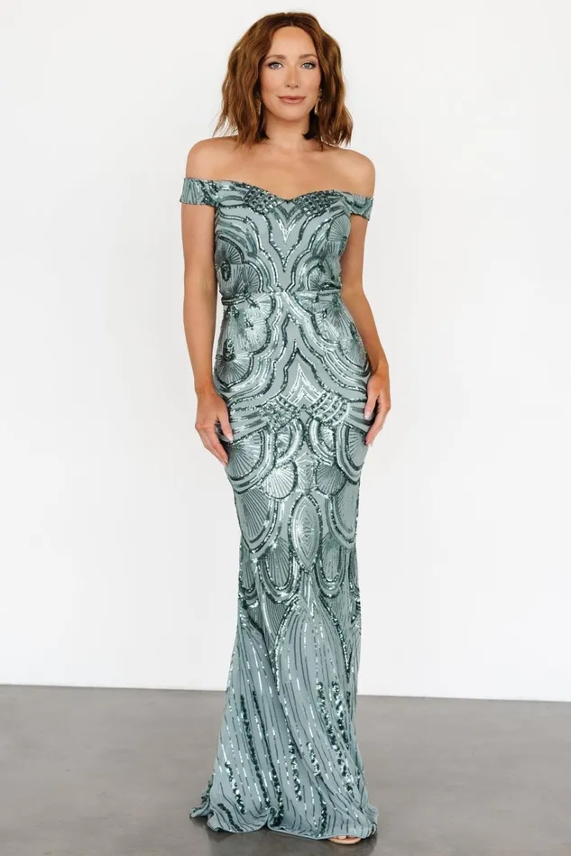 Baltic Born Embellished Sequin Women Empress Sequin Gown Eucalyptus Baltic Born Embellished Sequin Women Empress Sequin Gown Eucalyptus