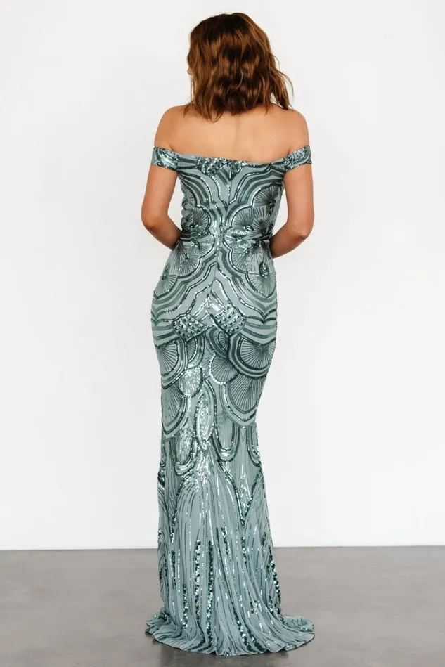 Baltic Born Embellished Sequin Women Empress Sequin Gown Eucalyptus Baltic Born Embellished Sequin Women Empress Sequin Gown Eucalyptus