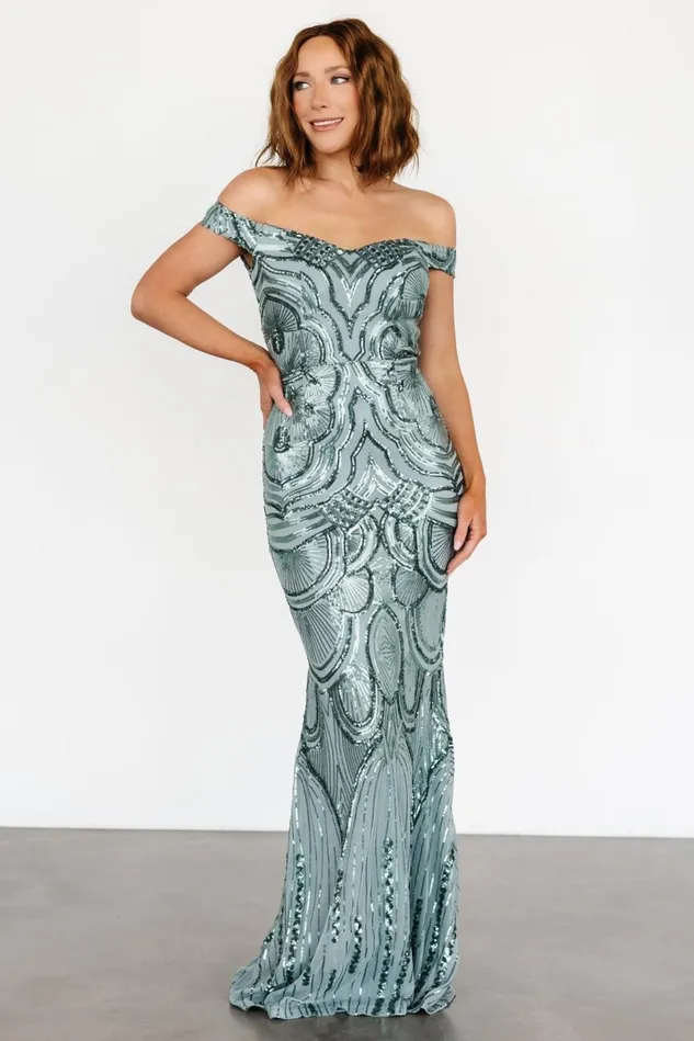 Baltic Born Embellished Sequin Women Empress Sequin Gown Eucalyptus Baltic Born Embellished Sequin Women Empress Sequin Gown Eucalyptus