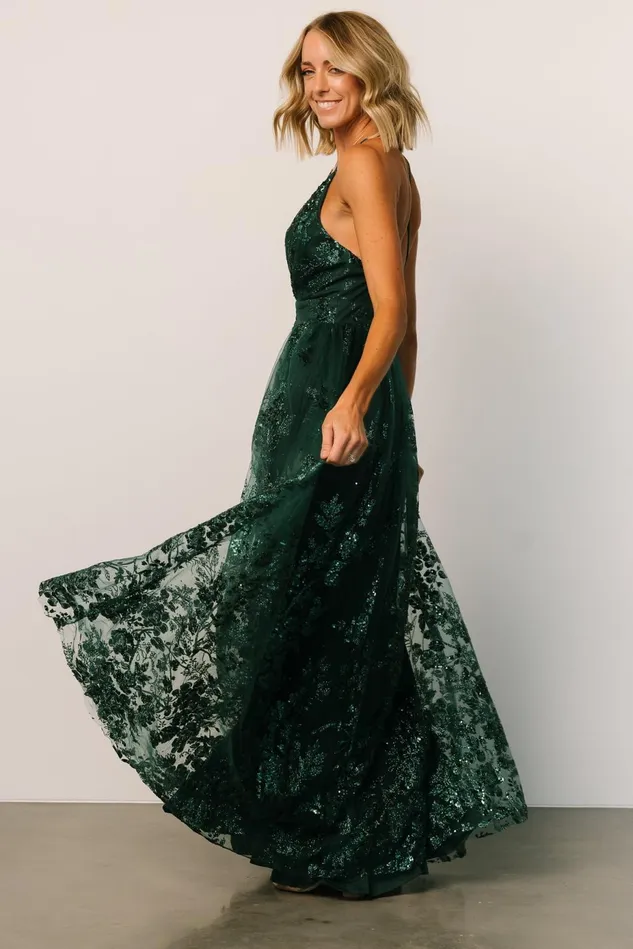Baltic Born Embellished Sequin Women Lucienne Shimmer Maxi Gown Emerald