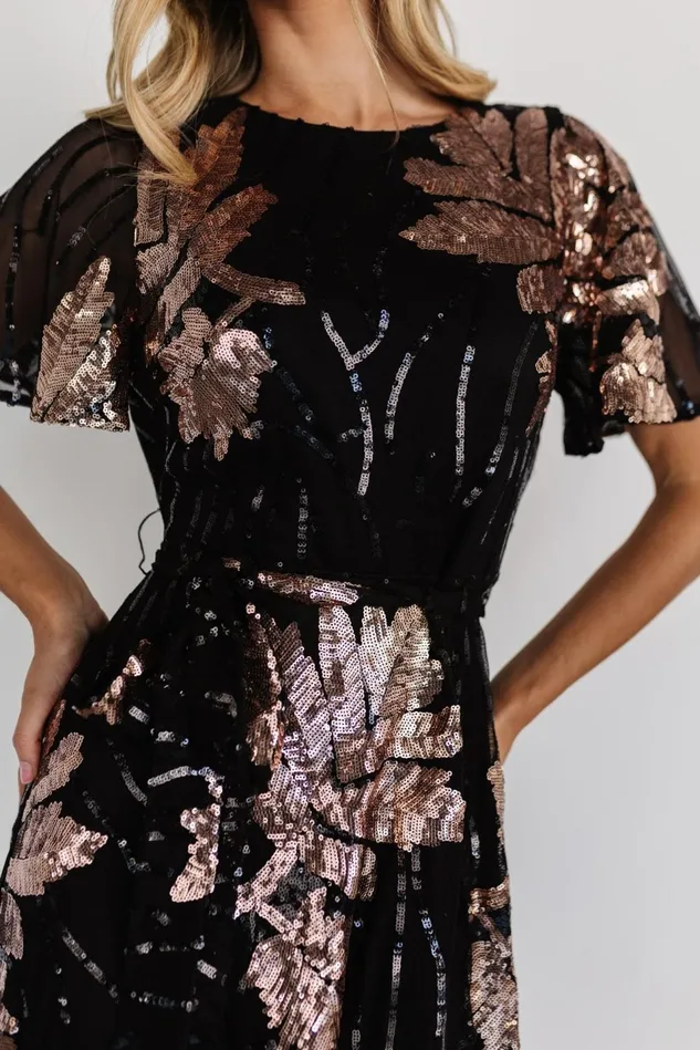 Baltic Born Embellished Sequin Women Muse Sequin Maxi Dress Black Rose