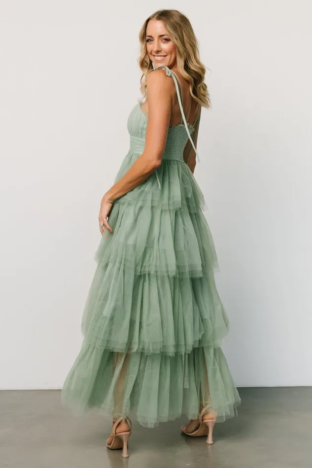 Baltic Born Maxi Dresses Women Alora Tulle Tiered Maxi Dress Sage Green