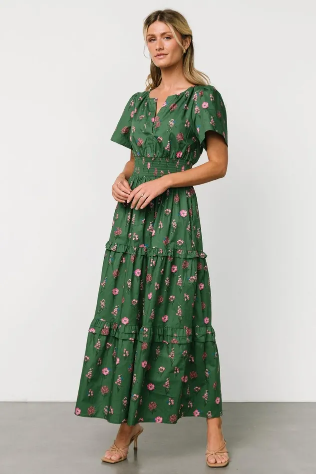 Baltic Born Maxi Dresses Women Kiana Poplin Maxi Dress Green Pink Baltic Born Maxi Dresses Women Kiana Poplin Maxi Dress Green Pink