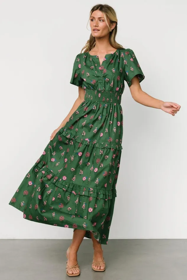 Baltic Born Maxi Dresses Women Kiana Poplin Maxi Dress Green Pink Baltic Born Maxi Dresses Women Kiana Poplin Maxi Dress Green Pink