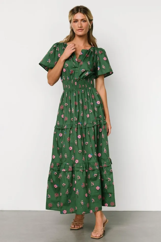 Baltic Born Maxi Dresses Women Kiana Poplin Maxi Dress Green Pink Baltic Born Maxi Dresses Women Kiana Poplin Maxi Dress Green Pink