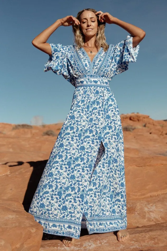 Baltic Born Maxi Dresses Women Watson Kimono Maxi Dress Blue White