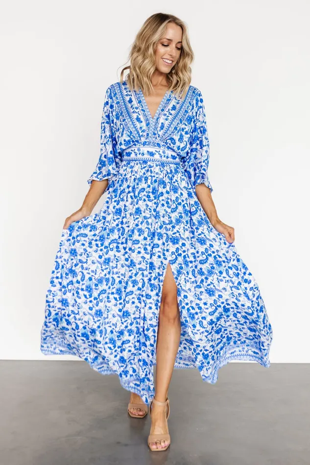 Baltic Born Maxi Dresses Women Watson Kimono Maxi Dress Blue White