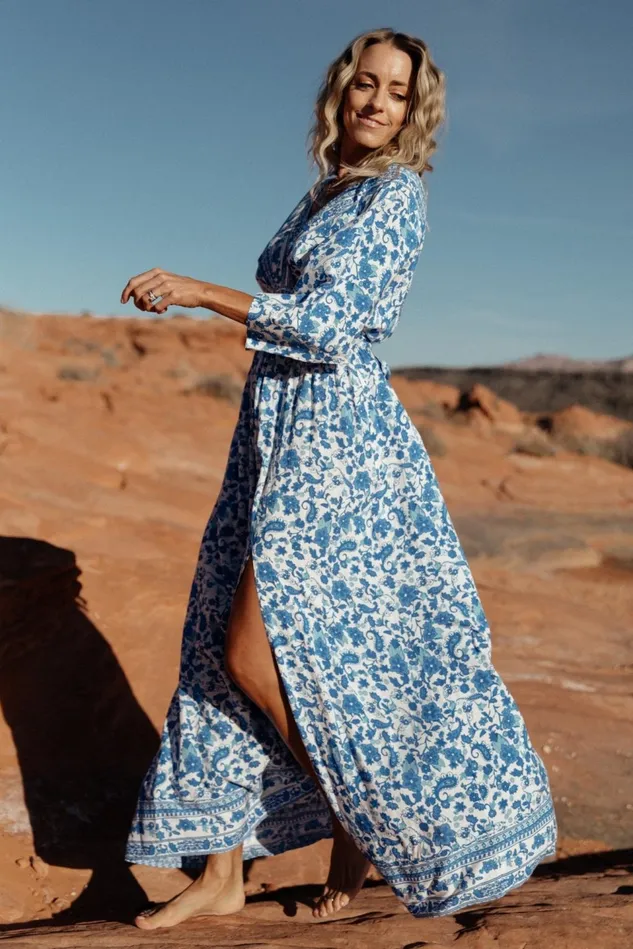 Baltic Born Maxi Dresses Women Watson Kimono Maxi Dress Blue White