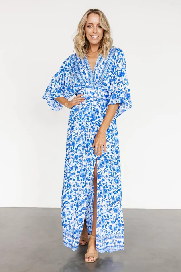 Baltic Born Maxi Dresses Women Watson Kimono Maxi Dress Blue White