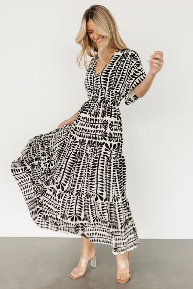 Baltic Born Midi Dresses Women Austin Kimono Dress Black Print Baltic Born Midi Dresses Women Austin Kimono Dress Black Print