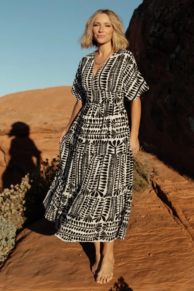 Baltic Born Midi Dresses Women Austin Kimono Dress Black Print Baltic Born Midi Dresses Women Austin Kimono Dress Black Print