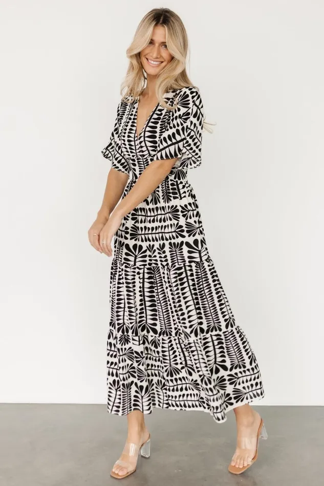 Baltic Born Midi Dresses Women Austin Kimono Dress Black Print Baltic Born Midi Dresses Women Austin Kimono Dress Black Print
