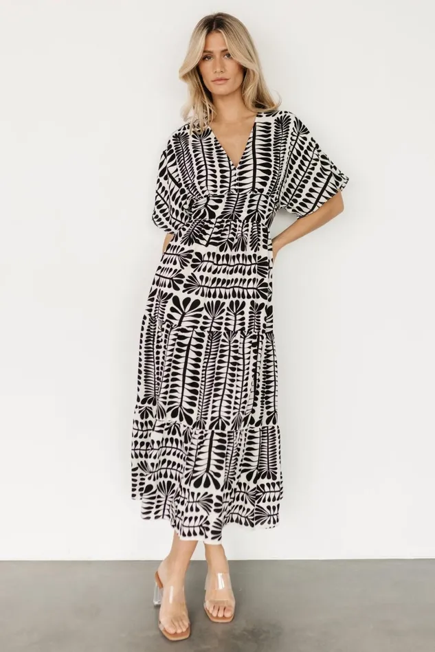 Baltic Born Midi Dresses Women Austin Kimono Dress Black Print Baltic Born Midi Dresses Women Austin Kimono Dress Black Print