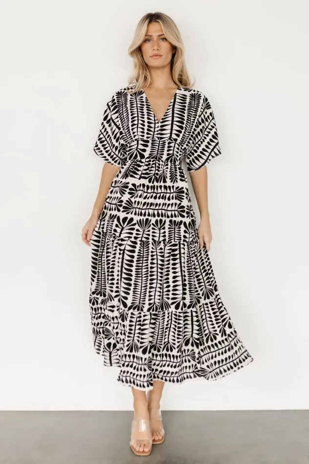 Baltic Born Midi Dresses Women Austin Kimono Dress Black Print Baltic Born Midi Dresses Women Austin Kimono Dress Black Print