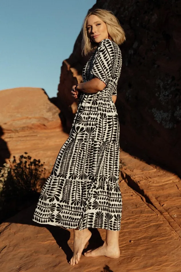Baltic Born Midi Dresses Women Austin Kimono Dress Black Print Baltic Born Midi Dresses Women Austin Kimono Dress Black Print