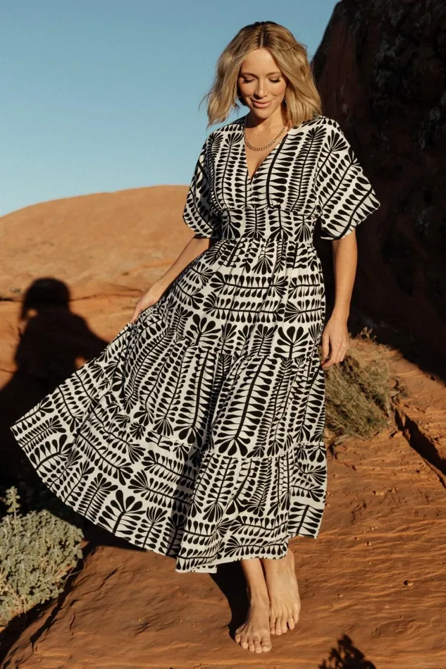 Baltic Born Midi Dresses Women Austin Kimono Dress Black Print Baltic Born Midi Dresses Women Austin Kimono Dress Black Print