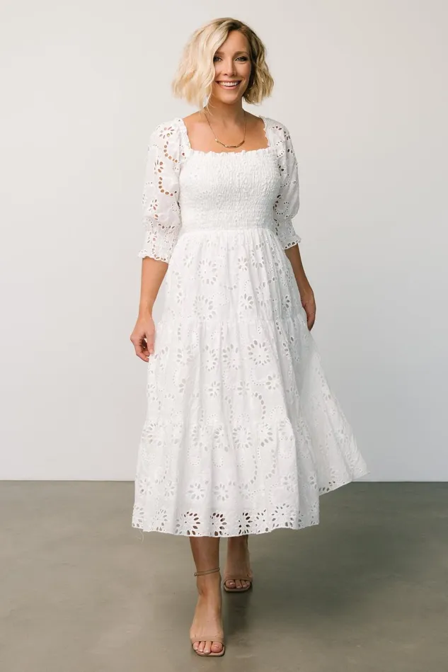 Baltic Born Midi Dresses Women Ella Eyelet Midi Dress White