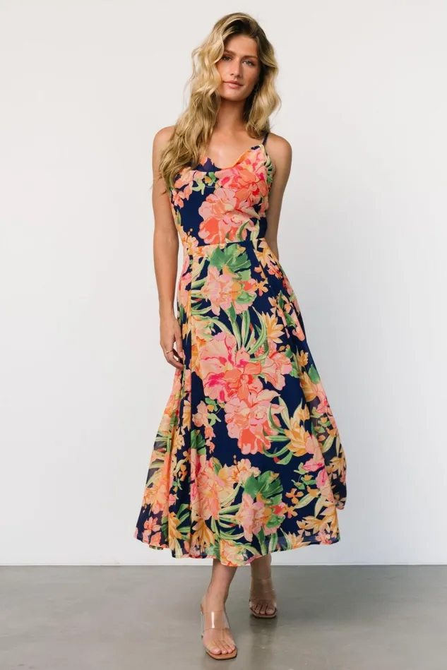 Baltic Born Midi Dresses Women Leilani Midi Dress Navy Floral Baltic Born Midi Dresses Women Leilani Midi Dress Navy Floral