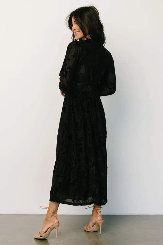 Baltic Born Mother Of The Bride Women Christine Velvet Embossed Midi Dress Black Baltic Born Mother Of The Bride Women Christine Velvet Embossed Midi Dress Black