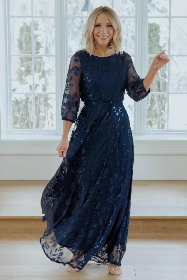 Baltic Born Mother Of The Bride Women Destiny Sequin Maxi Dress Navy