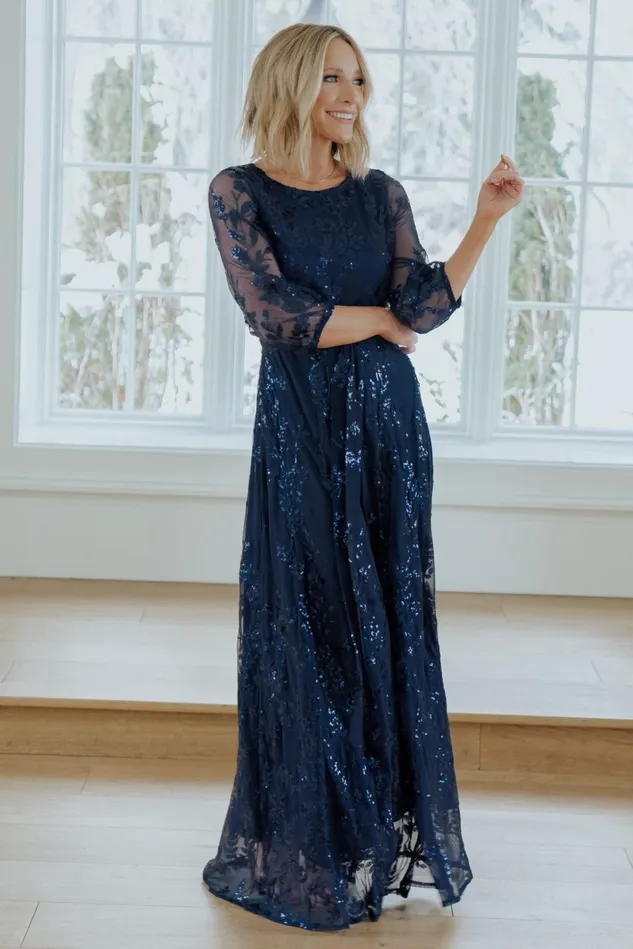 Baltic Born Mother Of The Bride Women Destiny Sequin Maxi Dress Navy