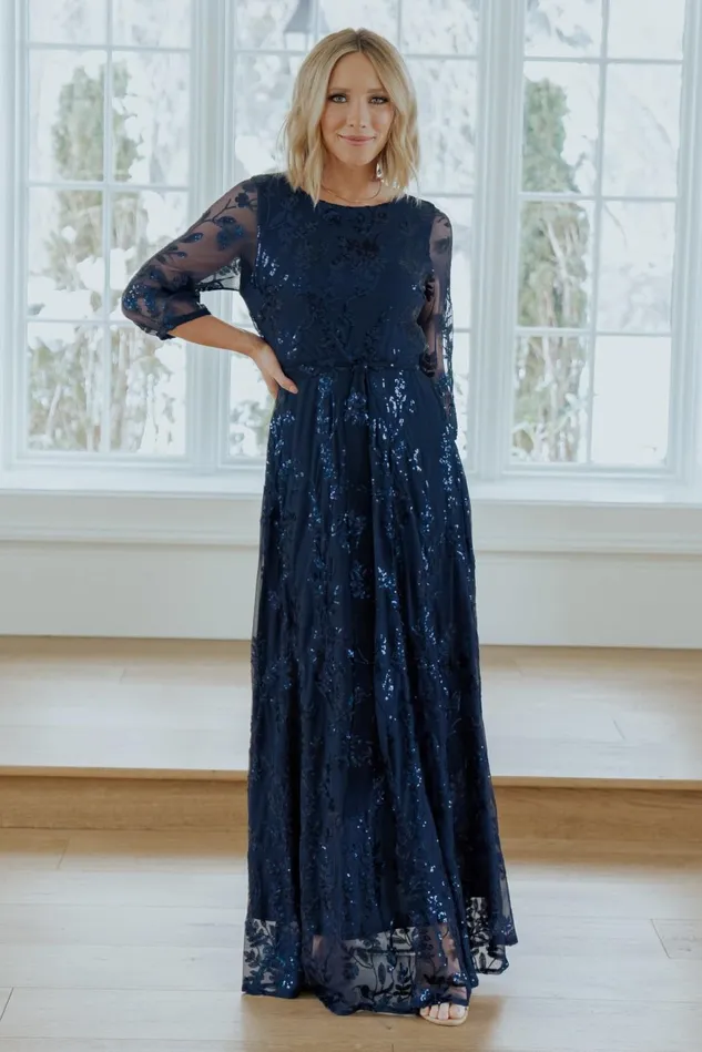 Baltic Born Mother Of The Bride Women Destiny Sequin Maxi Dress Navy