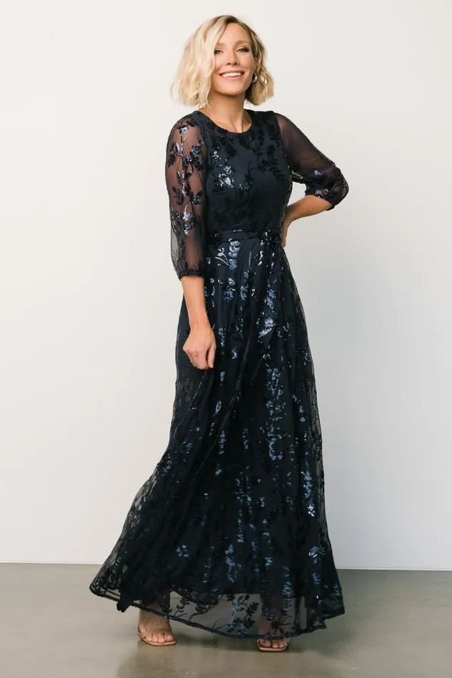 Baltic Born Mother Of The Bride Women Destiny Sequin Maxi Dress Navy