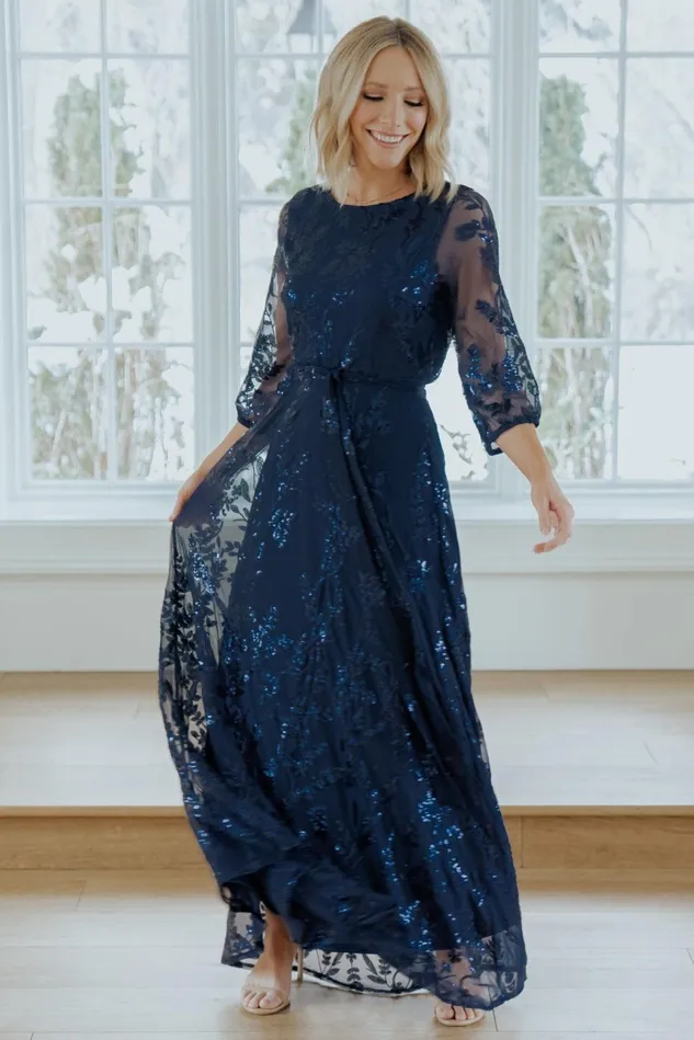 Baltic Born Mother Of The Bride Women Destiny Sequin Maxi Dress Navy