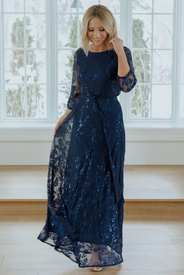 Baltic Born Mother Of The Bride Women Destiny Sequin Maxi Dress Navy