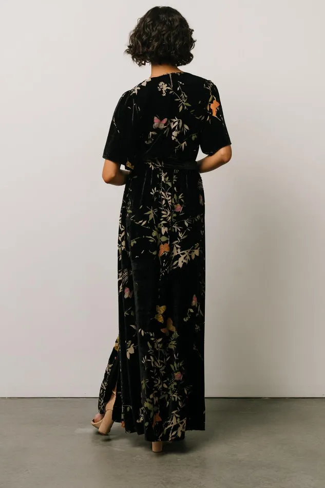 Baltic Born Mother Of The Bride Women Uma Velvet Maxi Dress Black Butterfly Print Baltic Born Mother Of The Bride Women Uma Velvet Maxi Dress Black Butterfly Print