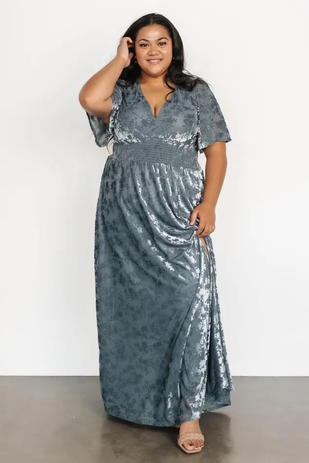 Baltic Born Mother Of The Bride Women Veronica Velvet Maxi Dress Slate Blue Baltic Born Mother Of The Bride Women Veronica Velvet Maxi Dress Slate Blue