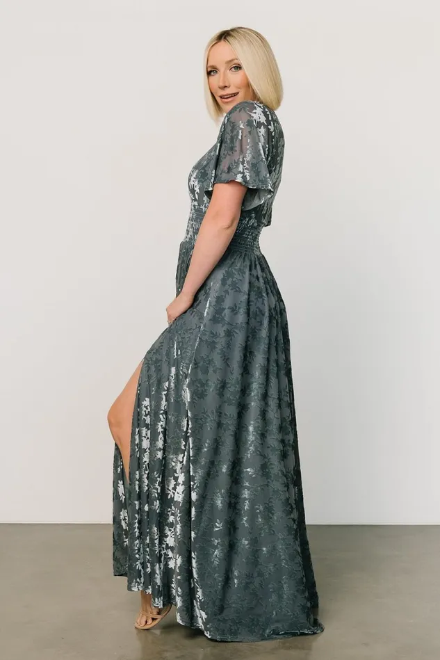 Baltic Born Mother Of The Bride Women Veronica Velvet Maxi Dress Slate Blue Baltic Born Mother Of The Bride Women Veronica Velvet Maxi Dress Slate Blue