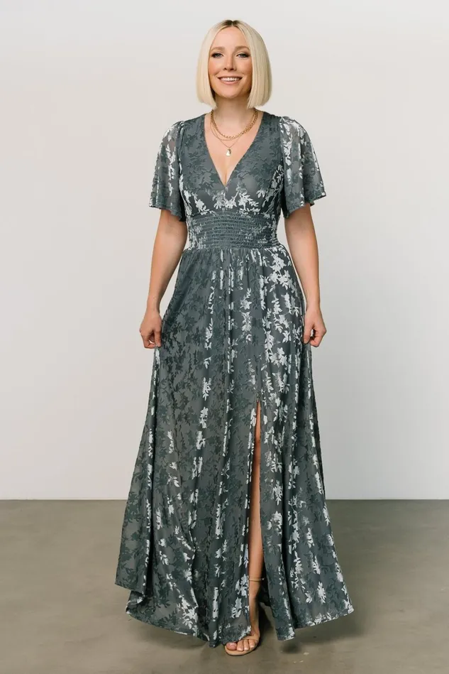 Baltic Born Mother Of The Bride Women Veronica Velvet Maxi Dress Slate Blue Baltic Born Mother Of The Bride Women Veronica Velvet Maxi Dress Slate Blue