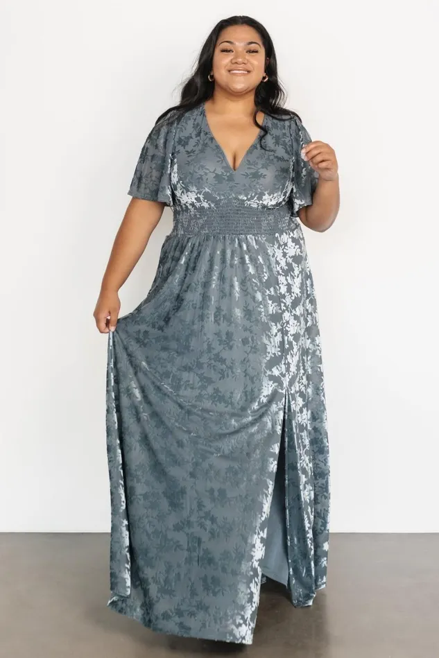 Baltic Born Mother Of The Bride Women Veronica Velvet Maxi Dress Slate Blue Baltic Born Mother Of The Bride Women Veronica Velvet Maxi Dress Slate Blue