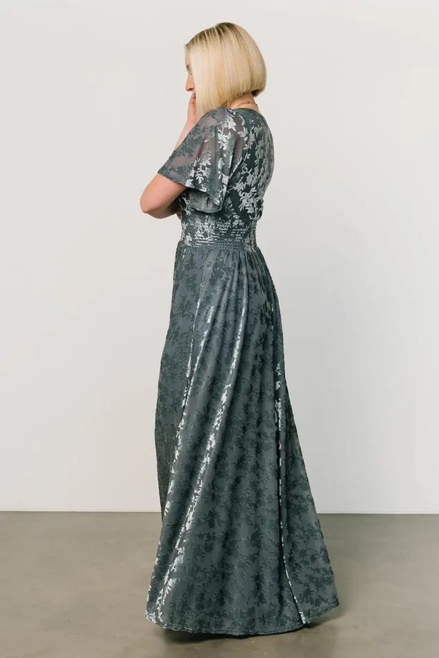Baltic Born Mother Of The Bride Women Veronica Velvet Maxi Dress Slate Blue Baltic Born Mother Of The Bride Women Veronica Velvet Maxi Dress Slate Blue