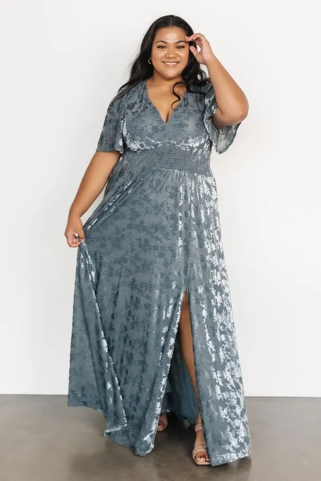 Baltic Born Mother Of The Bride Women Veronica Velvet Maxi Dress Slate Blue Baltic Born Mother Of The Bride Women Veronica Velvet Maxi Dress Slate Blue