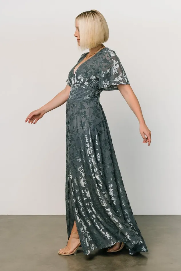 Baltic Born Mother Of The Bride Women Veronica Velvet Maxi Dress Slate Blue Baltic Born Mother Of The Bride Women Veronica Velvet Maxi Dress Slate Blue