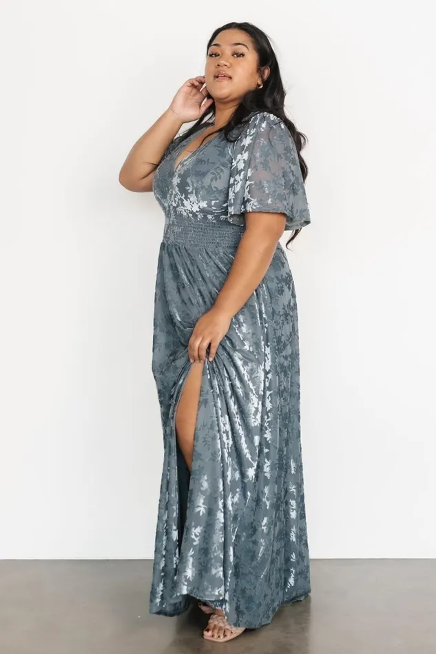 Baltic Born Mother Of The Bride Women Veronica Velvet Maxi Dress Slate Blue Baltic Born Mother Of The Bride Women Veronica Velvet Maxi Dress Slate Blue