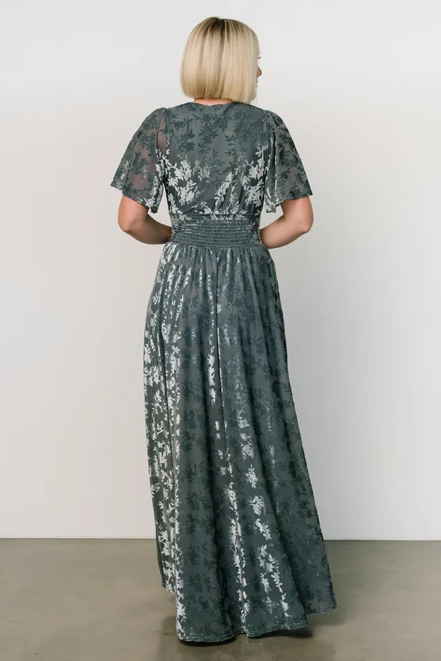 Baltic Born Mother Of The Bride Women Veronica Velvet Maxi Dress Slate Blue Baltic Born Mother Of The Bride Women Veronica Velvet Maxi Dress Slate Blue