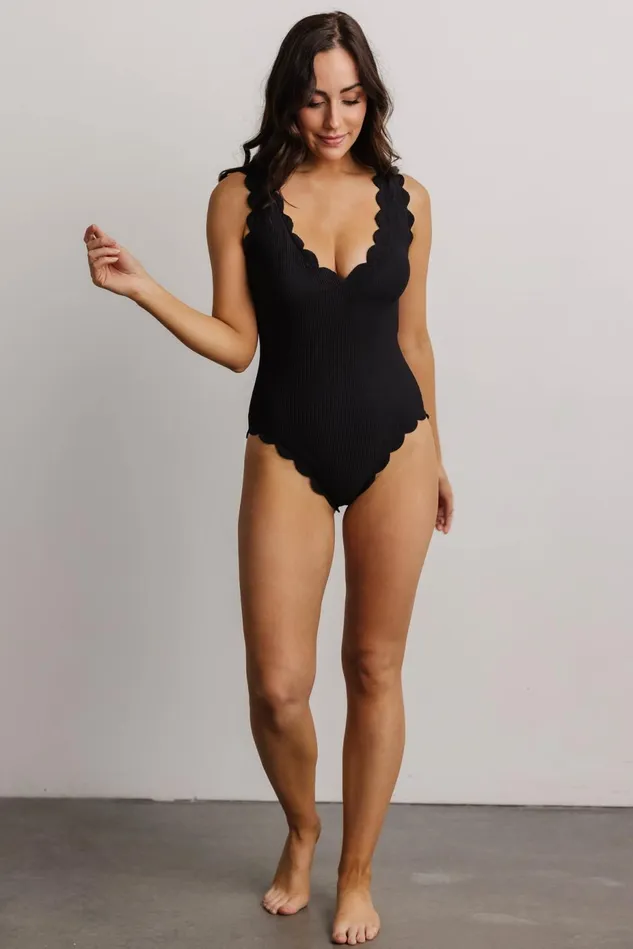 Baltic Born One Piece Women Roatn Scalloped One Piece Black Baltic Born One Piece Women Roatn Scalloped One Piece Black