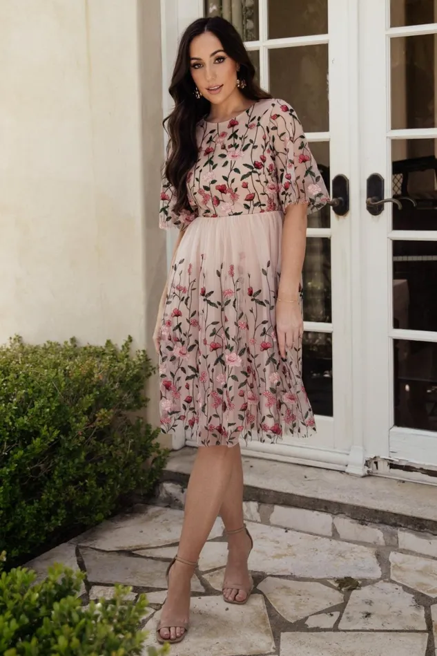 Baltic Born Short Dresses Women Duchess Tulle Dress Rose Garden