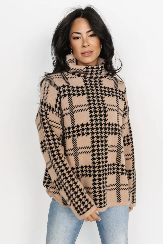 Baltic Born Sweaters Women Alexander Turtleneck Sweater Taupe Black
