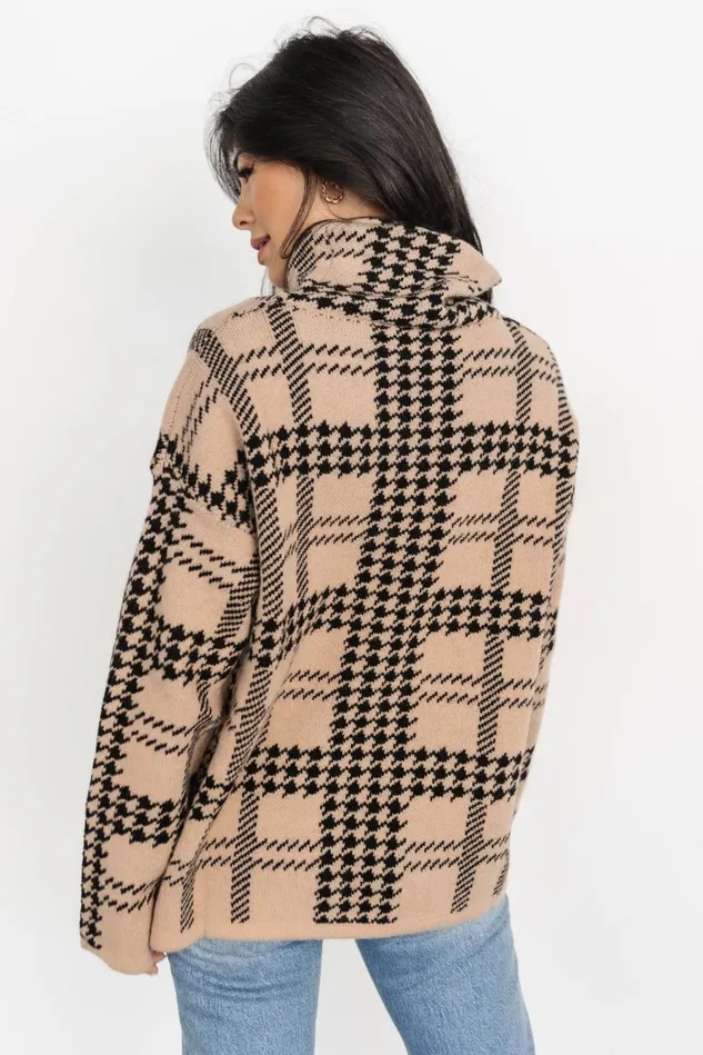 Baltic Born Sweaters Women Alexander Turtleneck Sweater Taupe Black Baltic Born Sweaters Women Alexander Turtleneck Sweater Taupe Black