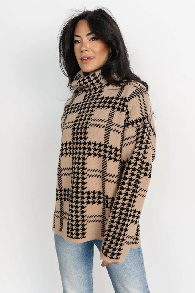 Baltic Born Sweaters Women Alexander Turtleneck Sweater Taupe Black Baltic Born Sweaters Women Alexander Turtleneck Sweater Taupe Black