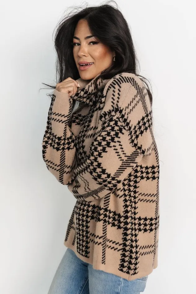 Baltic Born Sweaters Women Alexander Turtleneck Sweater Taupe Black Baltic Born Sweaters Women Alexander Turtleneck Sweater Taupe Black