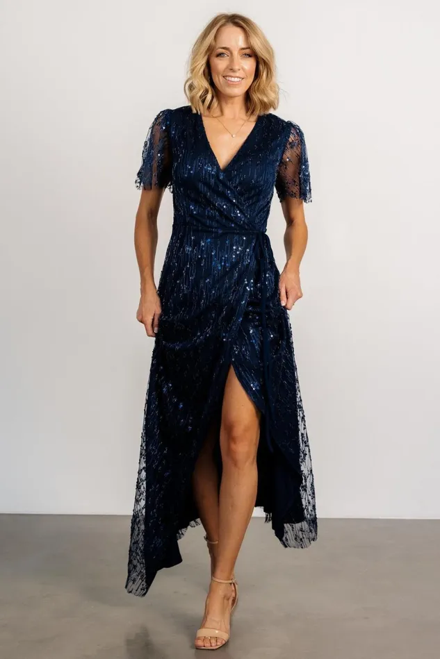 Baltic Born Tulle Styles Women Liza Sequin Wrap Maxi Dress Navy Baltic Born Tulle Styles Women Liza Sequin Wrap Maxi Dress Navy