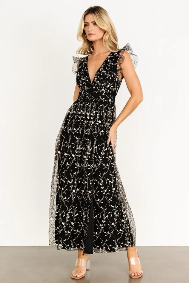 Baltic Born Tulle Styles Women Orza Embroidered Maxi Dress Black Baltic Born Tulle Styles Women Orza Embroidered Maxi Dress Black